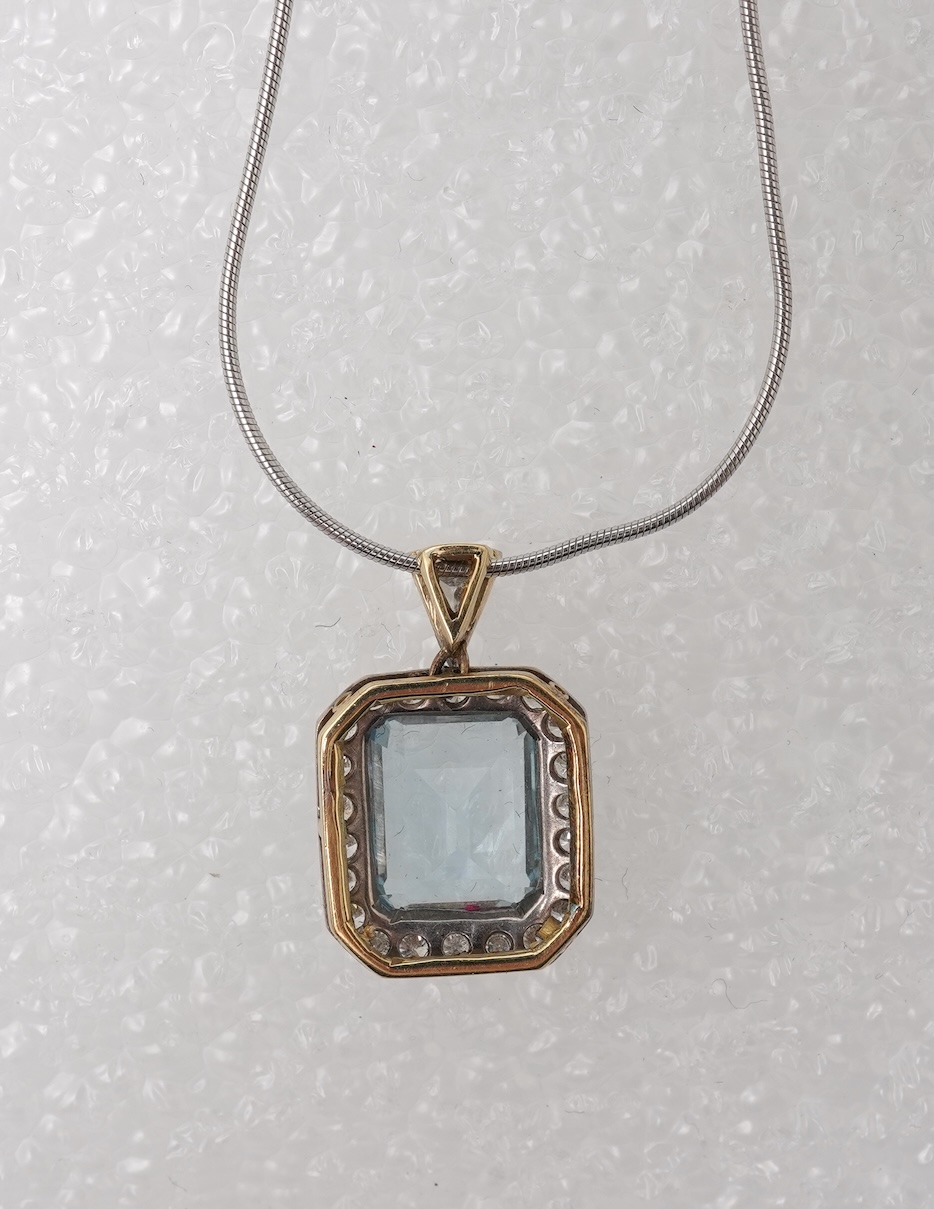 An aquamarine and diamond pendant